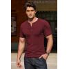 imageCOOFANDY Mens Henley Shirts Short Sleeve Ribbed Stretch TShirt Casual Summer Basic TeeWine Red