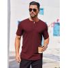 imageCOOFANDY Mens Henley Shirts Short Sleeve Ribbed Stretch TShirt Casual Summer Basic TeeWine Red
