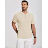 imageCOOFANDY Mens Henley Shirts Short Sleeve Ribbed TShirts Bodybuilding Workout Tee ShirtsBeige