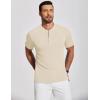 imageCOOFANDY Mens Henley Shirts Short Sleeve Ribbed TShirts Bodybuilding Workout Tee ShirtsBeige