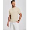imageCOOFANDY Mens Henley Shirts Short Sleeve Ribbed TShirts Bodybuilding Workout Tee ShirtsBeige