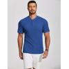 imageCOOFANDY Mens Henley Shirts Short Sleeve Ribbed TShirts Bodybuilding Workout Tee ShirtsBlue