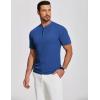 imageCOOFANDY Mens Henley Shirts Short Sleeve Ribbed TShirts Bodybuilding Workout Tee ShirtsBlue