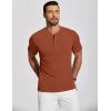 imageCOOFANDY Mens Henley Shirts Short Sleeve Ribbed TShirts Bodybuilding Workout Tee ShirtsCaramel