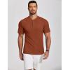 imageCOOFANDY Mens Henley Shirts Short Sleeve Ribbed TShirts Bodybuilding Workout Tee ShirtsCaramel