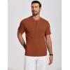 imageCOOFANDY Mens Henley Shirts Short Sleeve Ribbed TShirts Bodybuilding Workout Tee ShirtsCaramel