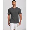 imageCOOFANDY Mens Henley Shirts Short Sleeve Ribbed TShirts Bodybuilding Workout Tee ShirtsDark Gray