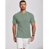 imageCOOFANDY Mens Henley Shirts Short Sleeve Ribbed TShirts Bodybuilding Workout Tee ShirtsGray Green