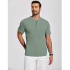 imageCOOFANDY Mens Henley Shirts Short Sleeve Ribbed TShirts Bodybuilding Workout Tee ShirtsGray Green