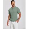imageCOOFANDY Mens Henley Shirts Short Sleeve Ribbed TShirts Bodybuilding Workout Tee ShirtsGray Green