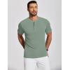 imageCOOFANDY Mens Henley Shirts Short Sleeve Ribbed TShirts Bodybuilding Workout Tee ShirtsGray Green