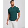 imageCOOFANDY Mens Henley Shirts Short Sleeve Ribbed TShirts Bodybuilding Workout Tee ShirtsGreen