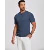imageCOOFANDY Mens Henley Shirts Short Sleeve Ribbed TShirts Bodybuilding Workout Tee ShirtsGrey Blue