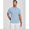 imageCOOFANDY Mens Henley Shirts Short Sleeve Ribbed TShirts Bodybuilding Workout Tee ShirtsLight Blue