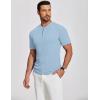 imageCOOFANDY Mens Henley Shirts Short Sleeve Ribbed TShirts Bodybuilding Workout Tee ShirtsLight Blue