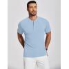 imageCOOFANDY Mens Henley Shirts Short Sleeve Ribbed TShirts Bodybuilding Workout Tee ShirtsLight Blue