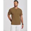 imageCOOFANDY Mens Henley Shirts Short Sleeve Ribbed TShirts Bodybuilding Workout Tee ShirtsLight Brown
