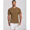 imageCOOFANDY Mens Henley Shirts Short Sleeve Ribbed TShirts Bodybuilding Workout Tee ShirtsLight Brown