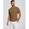 imageCOOFANDY Mens Henley Shirts Short Sleeve Ribbed TShirts Bodybuilding Workout Tee ShirtsLight Brown