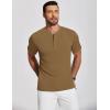 imageCOOFANDY Mens Henley Shirts Short Sleeve Ribbed TShirts Bodybuilding Workout Tee ShirtsLight Brown