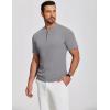 imageCOOFANDY Mens Henley Shirts Short Sleeve Ribbed TShirts Bodybuilding Workout Tee ShirtsLight Gray