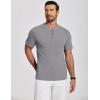 imageCOOFANDY Mens Henley Shirts Short Sleeve Ribbed TShirts Bodybuilding Workout Tee ShirtsLight Gray