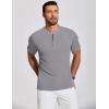 imageCOOFANDY Mens Henley Shirts Short Sleeve Ribbed TShirts Bodybuilding Workout Tee ShirtsLight Gray