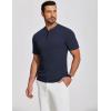 imageCOOFANDY Mens Henley Shirts Short Sleeve Ribbed TShirts Bodybuilding Workout Tee ShirtsNavy Blue