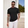 imageCOOFANDY Mens Henley Shirts Short Sleeve Tshirt Basic Button Tees Summer Ribbed Pocket T Shirt Casual Stretch TopsBlack