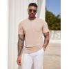 imageCOOFANDY Mens Henley Shirts Short Sleeve Tshirt Basic Button Tees Summer Ribbed Pocket T Shirt Casual Stretch TopsKhaki