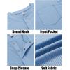 imageCOOFANDY Mens Henley Shirts Short Sleeve Tshirt Basic Button Tees Summer Ribbed Pocket T Shirt Casual Stretch TopsLight Blue