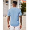 imageCOOFANDY Mens Henley Shirts Short Sleeve Tshirt Basic Button Tees Summer Ribbed Pocket T Shirt Casual Stretch TopsLight Blue