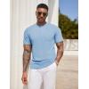 imageCOOFANDY Mens Henley Shirts Short Sleeve Tshirt Basic Button Tees Summer Ribbed Pocket T Shirt Casual Stretch TopsLight Blue