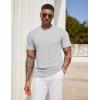 imageCOOFANDY Mens Henley Shirts Short Sleeve Tshirt Basic Button Tees Summer Ribbed Pocket T Shirt Casual Stretch TopsLight Grey