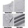 imageCOOFANDY Mens Henley Shirts Short Sleeve Tshirt Basic Button Tees Summer Ribbed Pocket T Shirt Casual Stretch TopsLight Grey