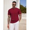 imageCOOFANDY Mens Henley Shirts Short Sleeve Tshirt Basic Button Tees Summer Ribbed Pocket T Shirt Casual Stretch TopsWine Red