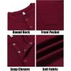 imageCOOFANDY Mens Henley Shirts Short Sleeve Tshirt Basic Button Tees Summer Ribbed Pocket T Shirt Casual Stretch TopsWine Red