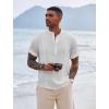 imageCOOFANDY Mens Henley TShirts Short Sleeve Casual Button Henley Shirts Band Collar Tee Summer Beach Hippie ShirtsAll White