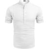 imageCOOFANDY Mens Henley TShirts Short Sleeve Casual Button Henley Shirts Band Collar Tee Summer Beach Hippie ShirtsAll White