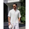 imageCOOFANDY Mens Henley TShirts Short Sleeve Casual Button Henley Shirts Band Collar Tee Summer Beach Hippie ShirtsAll White