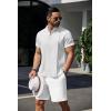imageCOOFANDY Mens Henley TShirts Short Sleeve Casual Button Henley Shirts Band Collar Tee Summer Beach Hippie ShirtsAll White