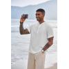 imageCOOFANDY Mens Henley TShirts Short Sleeve Casual Button Henley Shirts Band Collar Tee Summer Beach Hippie ShirtsAll White