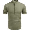 imageCOOFANDY Mens Henley TShirts Short Sleeve Casual Button Henley Shirts Band Collar Tee Summer Beach Hippie ShirtsArmy Green