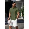 imageCOOFANDY Mens Henley TShirts Short Sleeve Casual Button Henley Shirts Band Collar Tee Summer Beach Hippie ShirtsArmy Green