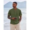 imageCOOFANDY Mens Henley TShirts Short Sleeve Casual Button Henley Shirts Band Collar Tee Summer Beach Hippie ShirtsArmy Green