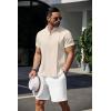 imageCOOFANDY Mens Henley TShirts Short Sleeve Casual Button Henley Shirts Band Collar Tee Summer Beach Hippie ShirtsBeige