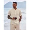 imageCOOFANDY Mens Henley TShirts Short Sleeve Casual Button Henley Shirts Band Collar Tee Summer Beach Hippie ShirtsBeige