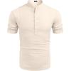 imageCOOFANDY Mens Henley TShirts Short Sleeve Casual Button Henley Shirts Band Collar Tee Summer Beach Hippie ShirtsBeige