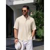 imageCOOFANDY Mens Henley TShirts Short Sleeve Casual Button Henley Shirts Band Collar Tee Summer Beach Hippie ShirtsBeige