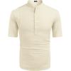 imageCOOFANDY Mens Henley TShirts Short Sleeve Casual Button Henley Shirts Band Collar Tee Summer Beach Hippie ShirtsBeige